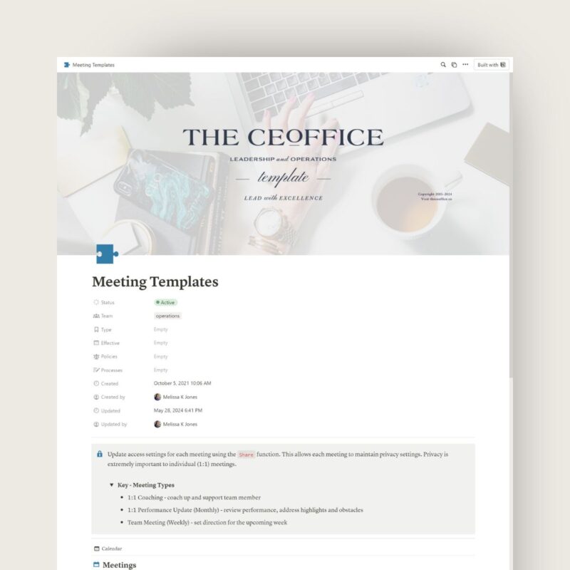 the CEOffice - Meeting Templates